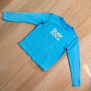 RashGuard Blue Long Sleeve Shirt with White Logo kids Sz M